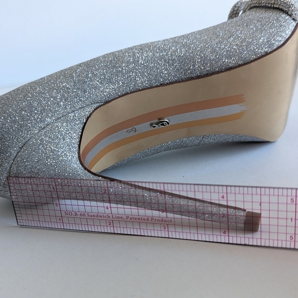 Sam Edelman Deela Pointed Toe Mesh Bow Stiletto Heel Scallop Upper Glitter sz 10 - Picture 13 of 13